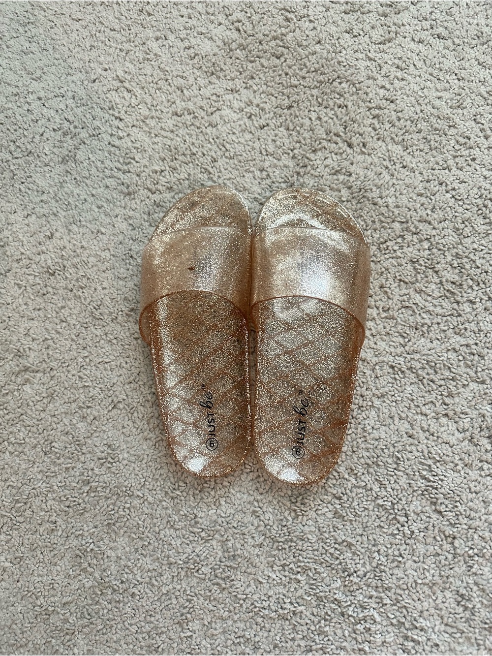Glitter Slide Sandals - Rose Gold